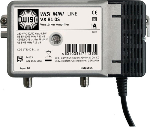 Wisi Hausanschlussverstärker 21 dB, ortsgespeist VX 81 0S