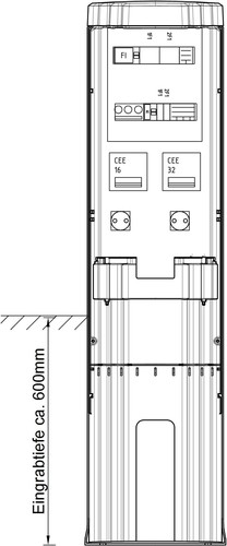 GSAB Elektrotechnik Poller rund mit Sockel Ges.-Höhe 1411mm 36P1400MFP32162S