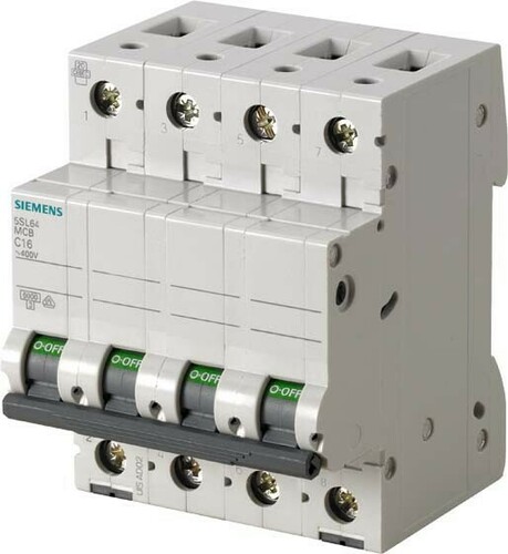 Siemens Dig.Industr. Leitungsschutzschalter 400V 6kA 4p.C 4A 5SL6404-7