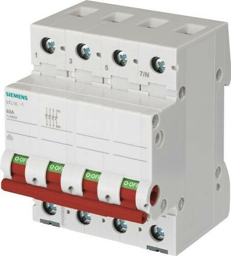 Siemens Dig.Industr. Ausschalter 63A,3pol.+N,rot 5TL1663-1