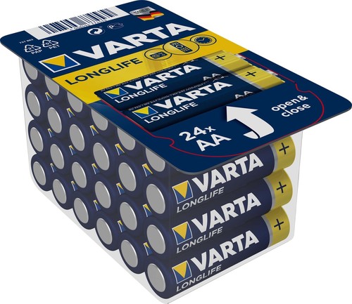 Varta Cons.Varta Batterie Longlife AA Mignon, LR6, Al-Mn 4106 Tray 24