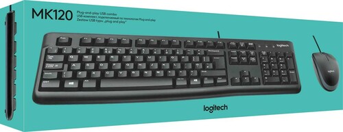 Logitech Tastatur/Maus Set USB,1000dpi LOGITECH MK120 sw