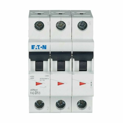 Eaton Leitungsschutzschalter 3p. 1A Charakt.: D FAZ-D1/3#278881