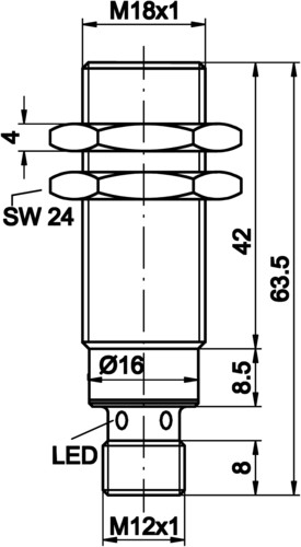 Ipf Electronic Sensor induktiv DC,pnp,sn=10mm,b,M12 IC180126