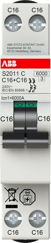 ABB Stotz S&J Sicherungsautomat 6kA 6A 1P+1P 1M S2011C-B6