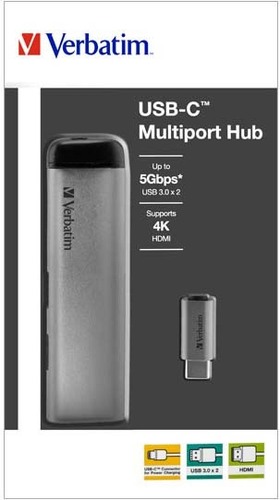 Verbatim USB 3.1-C Hub 2xUSB3.0,HDMI4K VERBATIM 49140