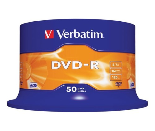 Verbatim DVD-R 4.7GB/120Min/16x Cakebox (50 Disc) VERBATIM 43548(VE50)