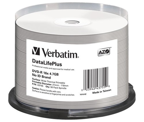 Verbatim DVD-R 4.7GB/120Min/16x Cakebox (50 Disc) VERBATIM 43755(VE50)