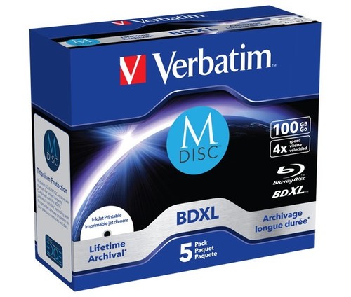 Verbatim M-DISC BD-R XL 100GB/1-4x Jewelcase (5 Disc) VERBATIM 43834(VE5)