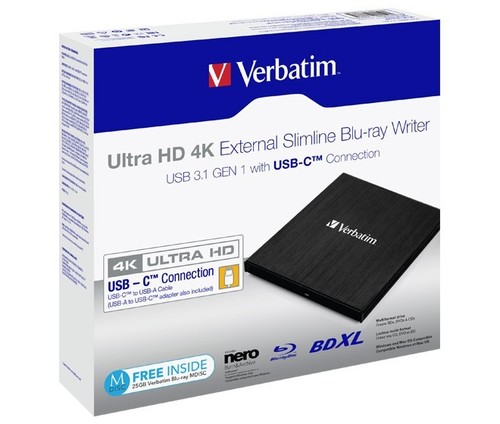 Verbatim Blu-ray Recorder USB 3.1 A-C,6x/8x/24x VERBATIM 43888