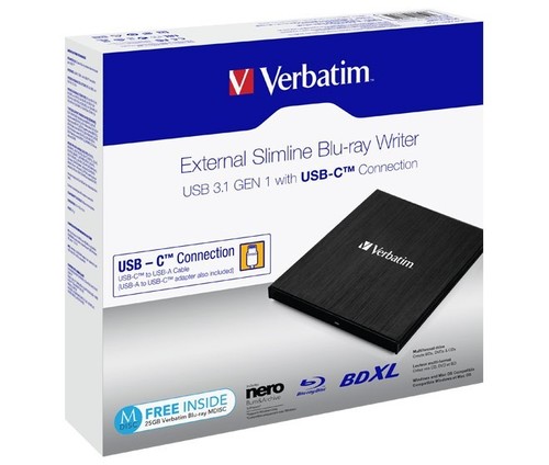 Verbatim Blu-ray Recorder USB 3.1 A-C,6x/8x/24x VERBATIM 43889