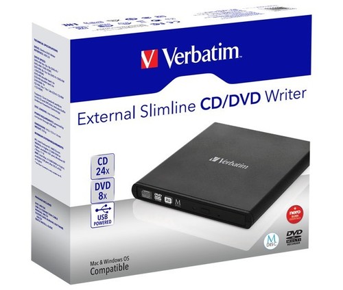 Verbatim DVD Recorder USB 2.0 8x/6x/24x, Slimline VERBATIM 98938