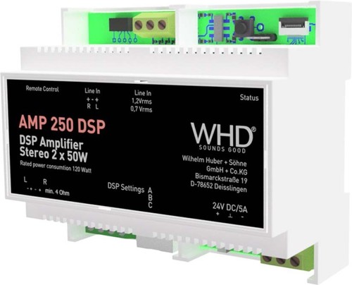 WHD Stereo-Audioverstärker f.Hutschiene,DSP AMP250DSPHS gr