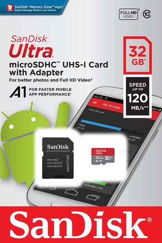 Sandisk microSDHC Card 32GB Ultra Sandisk,A1,C10,UHSI SDSQUA4-032G-GN6MA