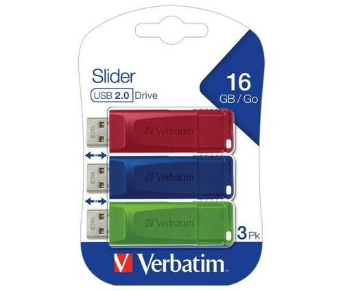 Verbatim USB 2.0 Stick 16GB Slider,rt-bl-gn VERBATIM 49326