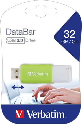 Verbatim USB 2.0 Stick 32GB DataBar (R)12MB/s,(W)5MB/s VERBATIM 49454 gn