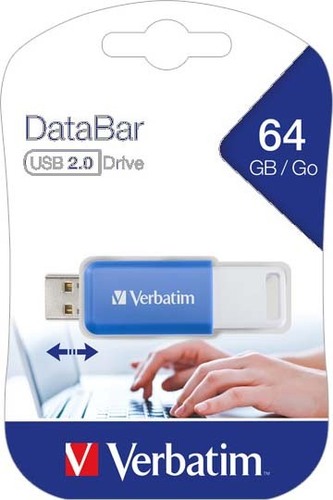 Verbatim USB 2.0 Stick 64GB DataBar (R)12MB/s,(W)5MB/s VERBATIM 49455 bl