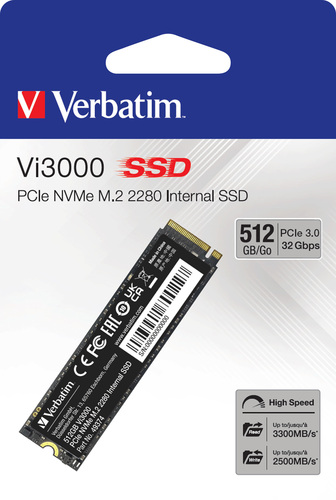 Verbatim SSD 512GB PCIe 3.0,M.22280,Vi3000 VERBATIM 49374