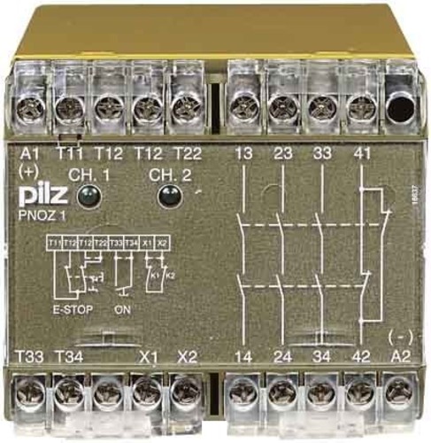 Pilz Not-Aus-Schaltgerät 24VAC 3n/o 1n/c PNOZ 1 #775600