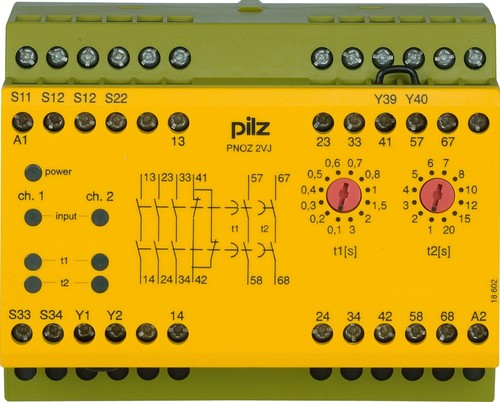 Pilz Not-Aus-Schaltgerät 24DC 3n/o 1n/c 2n/ot PNOZ 2VJ #774012