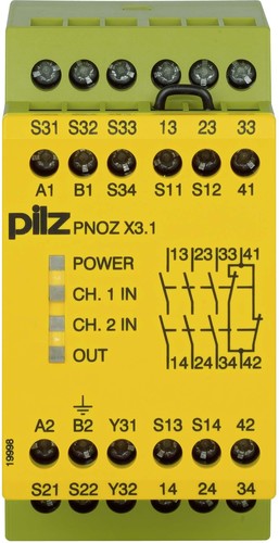 Pilz Not-Aus-Schaltgerät 240AC24DC3n/o1n/c1so PNOZ X3.1 #774322