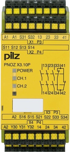 Pilz Not-Aus-Schaltgerät 24ACDC 3n/o 1n/c 1so PNOZ X3.10PC #787314