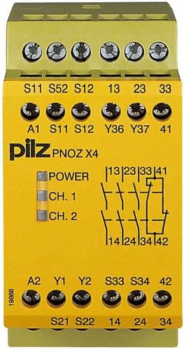 Pilz Not-Aus-Schaltgerät 24VAC 3n/o 1n/c PNOZ X4 #774731