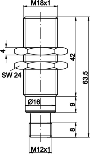 Ipf Electronic Sensor,ind.,M18x1 analog,sn=0-10mm,DC IB180026