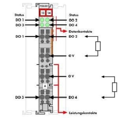 WAGO GmbH & Co. KG Digitale Ausgangsklemme 4DO 24V DC 0,5A 753-531