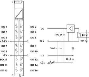 WAGO GmbH & Co. KG Digital Ausgangsklemme 16-Kanal 24VDC 0,5A 750-1504