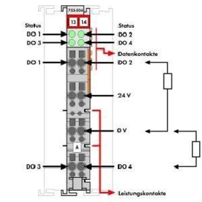 WAGO GmbH & Co. KG Digitale Ausgangsklemme 4DO 24V DC 0,5A 753-504