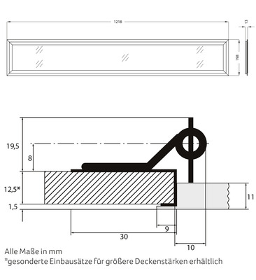 Abalight LED-Panel ohne Treiber 3000K 198x1218mm SNAP1981218-45-830OW