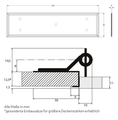 Abalight LED-Panel ohne Treiber 3000K 306x1243mm SNAP3061243-45-830OW