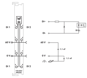 WAGO GmbH & Co. KG 2-Kanal-Digitaleingang DC 60 V,3 ms,dgr 750-429/040-001