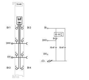 WAGO GmbH & Co. KG 4-Kanal-Digitaleingang DC 24 V,3 ms,lgr 753-408