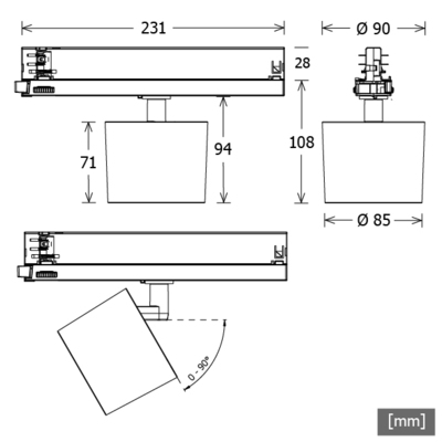 LTS Licht&Leuchten LED-Stromschienenstrahler 927, DALI, schwarz ORYOT203.927.15CASsw