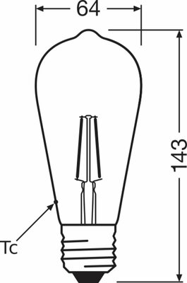 Osram LAMPE LED-Vintage-Lampe E27 824 1906LED2,5W/824FGD