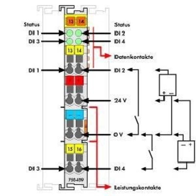 WAGO GmbH & Co. KG Digitale Eingangsklemme 4-Kan.DC24V 0.2ms ne 750-409