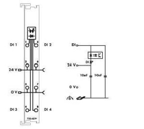 WAGO GmbH & Co. KG Digitale Eingangsklemme 4-Kan.DC24V 0.2ms ne 750-409