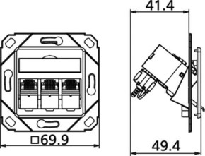 Metz Connect Anschlussdose C6Amodul Upk 3Port 270 Upk,rws TN C6Amod-3UPk-270rw