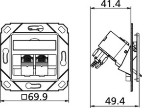 Metz Connect Anschlussdose C6Amodul Upk 2Port 270 Upk,rws TN C6Amod-2UPk-270rw