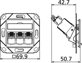 Metz Connect Anschlussdose C6Amodul Upk 3Port 180 Upk,rws TN C6Amod-3UPk-180rw