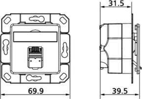 Metz Connect Anschlussdose C6A Upk 1xRJ45,Upk,rws TN EDATC6A-1UPk-rws