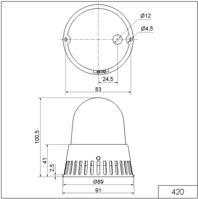 Werma LED-Mehrtonsirene BM 8 Töne 24V AC/DC YE 42032075