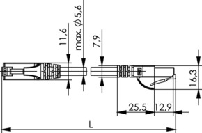 Telegärtner Patchkabel U/UTP C.6 15,0m MP8 250,LSZH,gb,1:1 100009280