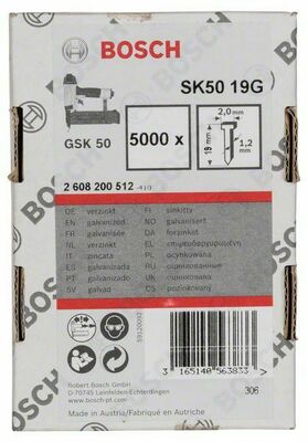 Bosch Power Tools Senkkopf-Stift SK50 19G, 1,2mm 2608200512