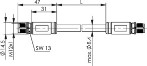 Telegärtner STX M12x1-M12x1 VL X-kod. Cat.6A(IEC) 100017142