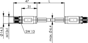 Telegärtner STX M12x1-M12x1 VL X-kod. Cat.6A(IEC) 100017190