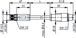 Telegärtner STX M12x1-M12x1 VL X-kod. Cat.6A(IEC) 100017375