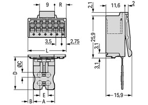 WAGO GmbH & Co. KG 1-Leiter-Stiftleiste CAGECLAMP,1,5mm²,lgr 2091-1505/002-3000